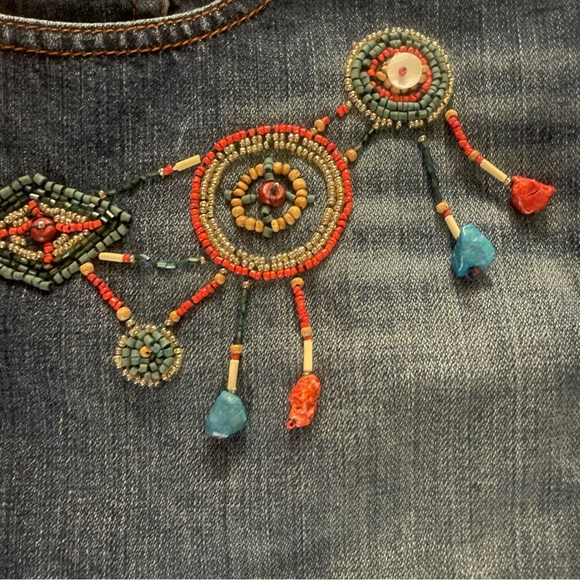 Buffalo David Bitton NWT Boho beaded and stone detailed Denim Skirt - Picture 2 of 11